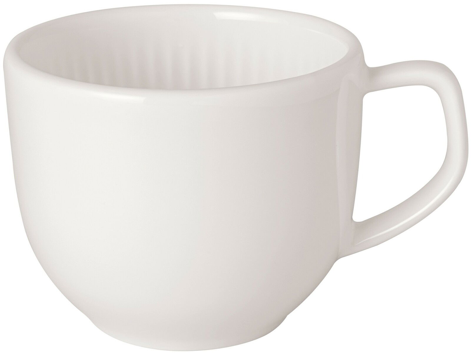 Weiße Espressoobertasse Afina 50ml aus Porzellan, seitliche Perspektive