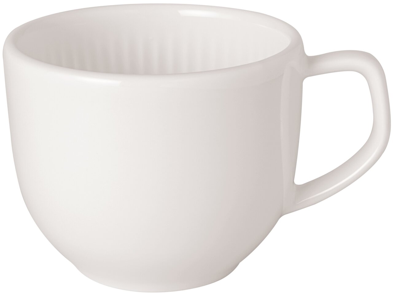 Weiße Espressoobertasse Afina 50ml aus Porzellan, seitliche Perspektive