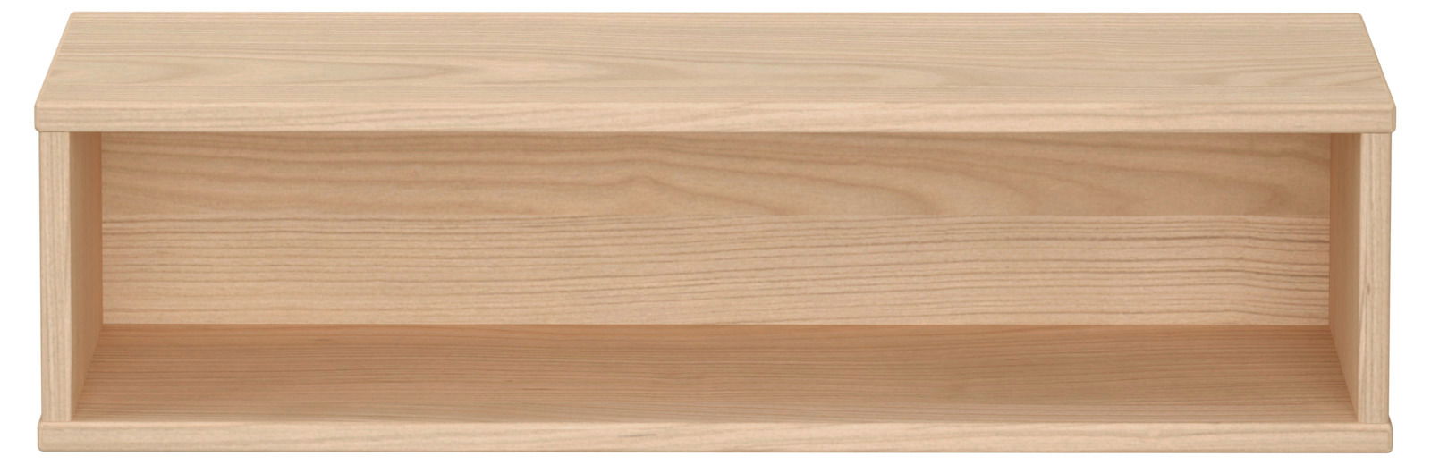 Rechteckige Wandbox aus hellem Holz, frontal betrachtet.