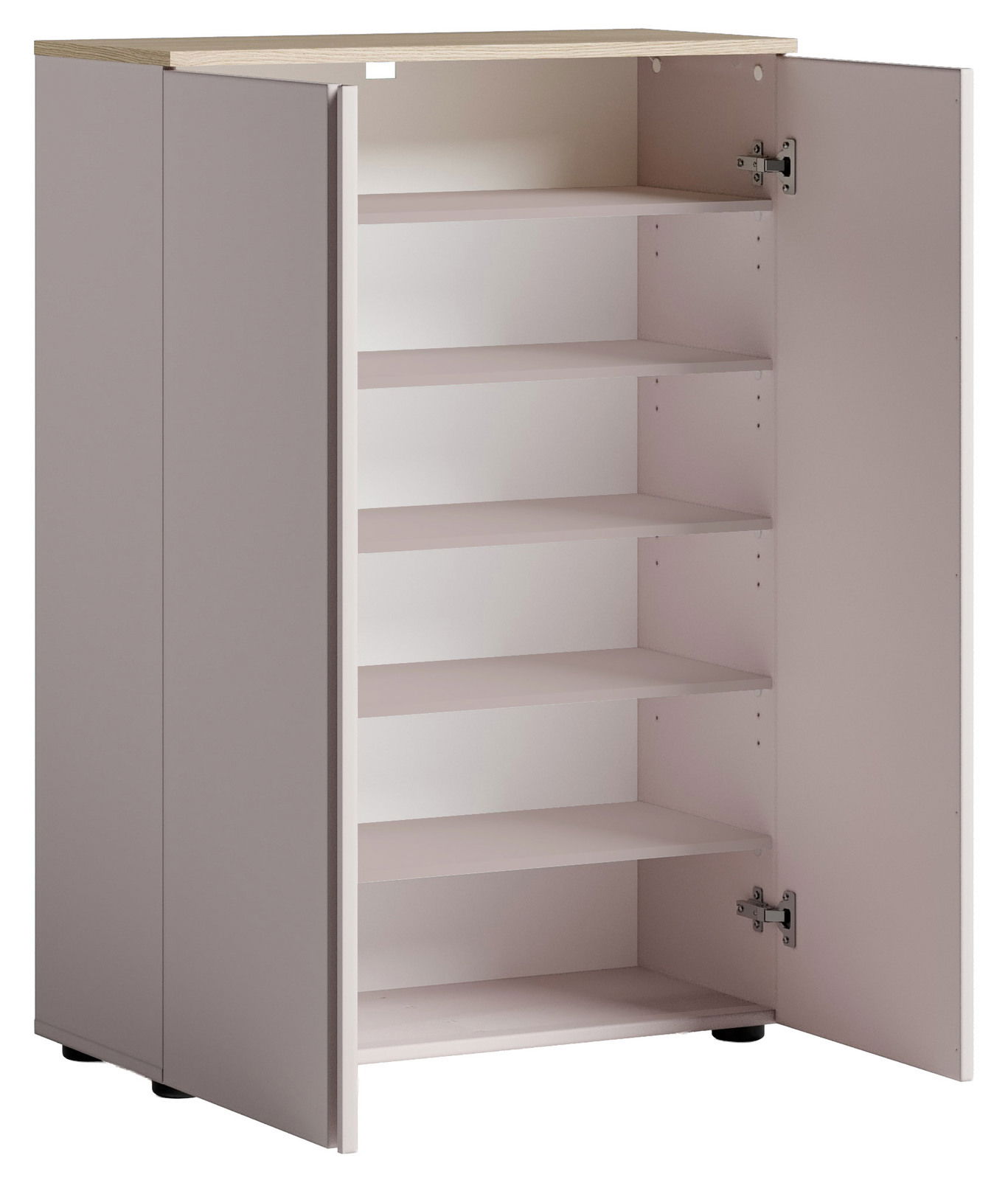 Offener Schuhschrank mit fünf Regalböden, Ansicht von vorne