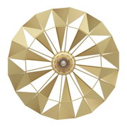 Deckenleuchte CARLTON in goldener Farbe, von unten betrachtet, mit geometrischem Design aus dreieckigen Elementen.