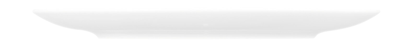 Seitenansicht eines weißen, runden Frühstückstellers mit einem Durchmesser von 22,5 cm, Modell AMINA von Seltmann Weiden.