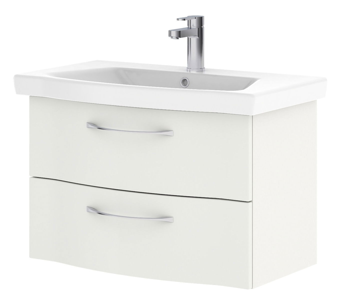 Pelipal Wastafeloplossing SERIE 6005 SPRINT Moderner Waschtisch mit zwei Schubladen und integriertem Wasserhahn, seitliche Perspektive