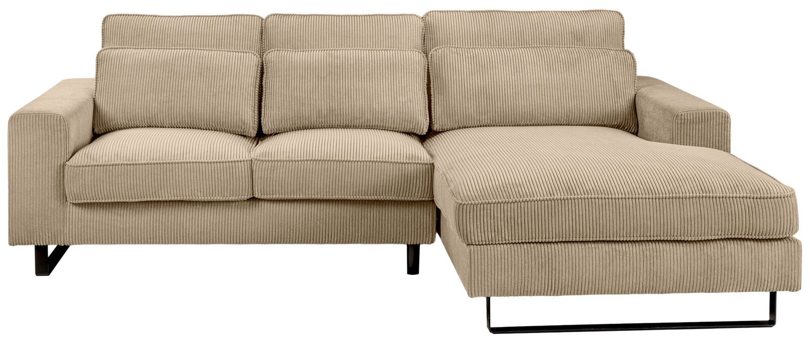 Beiges Sofa in L-Form mit rechter Ausrichtung, Vorderansicht