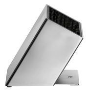 Silberner Messerblock unbestückt, seitliche Perspektive