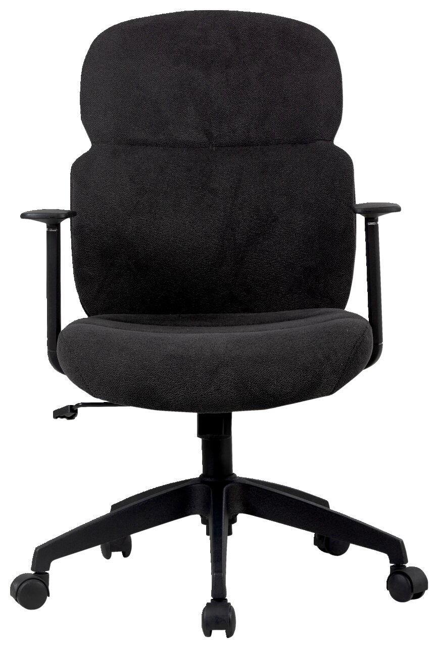 Schwarzer Drehstuhl mit Armlehnen, Vorderansicht