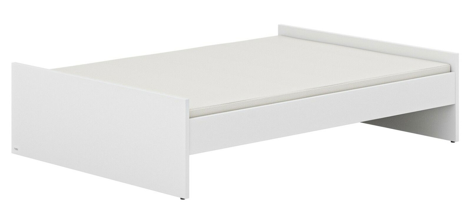 Weißes Bodenbett aus seitlicher Perspektive