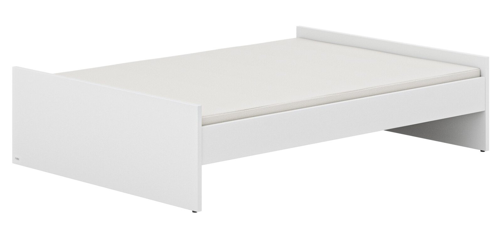 Weißes Bodenbett aus seitlicher Perspektive