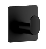Schwarzer, selbstklebender Haken mit quadratischer Basis, seitliche Perspektive