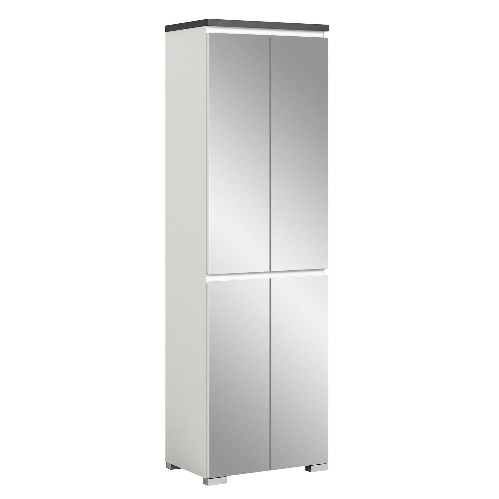 Moderner Schuhschrank mit Spiegel, seitliche Perspektive