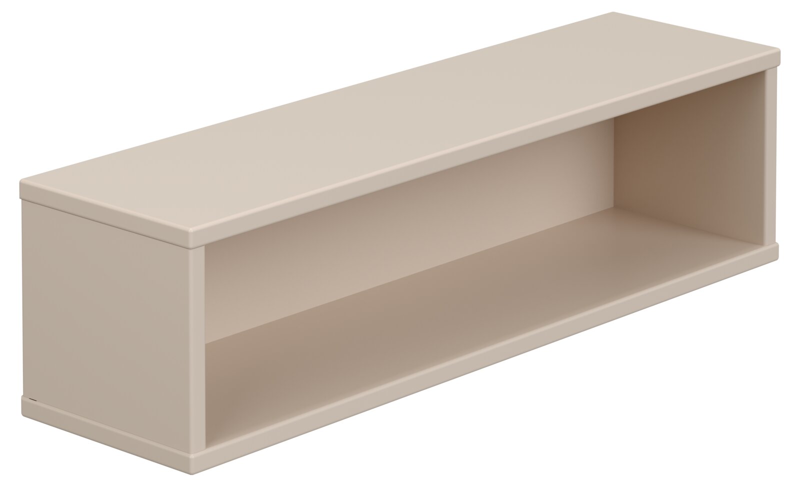 Rechteckige, beige Wandbox aus seitlicher Perspektive