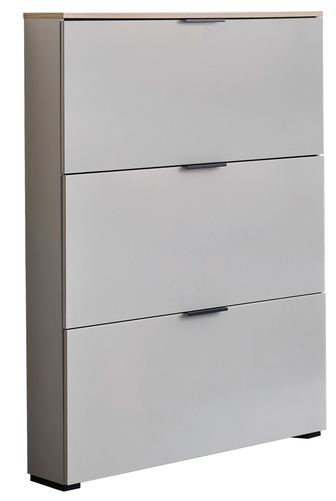 Voleo Klapp-Schuhschrank NEW YORK Moderner Klapp-Schuhschrank mit drei Fächern, seitliche Perspektive