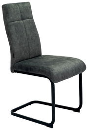 Moderner Schwingstuhl Novel GISMO in dunklem Stoffbezug mit schwarzem Metallgestell, seitliche Perspektive