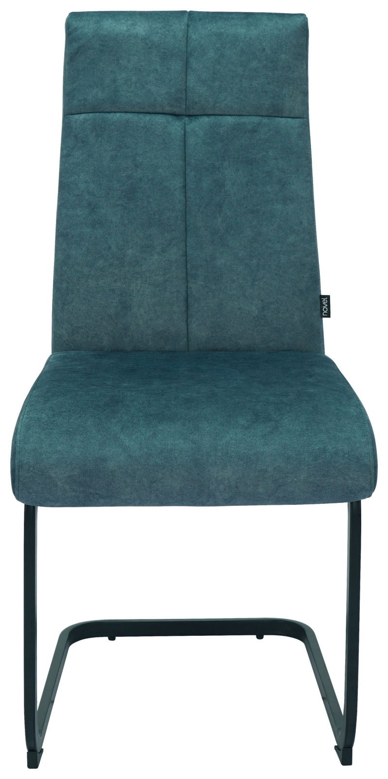 Moderner Schwingstuhl in Petrolfarbe, Vorderansicht