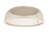 Moderne LED-Deckenleuchte mit einem eleganten, runden Metallgitterdesign, seitliche Perspektive
