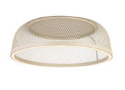 Moderne LED-Deckenleuchte mit einem eleganten, runden Metallgitterdesign, seitliche Perspektive