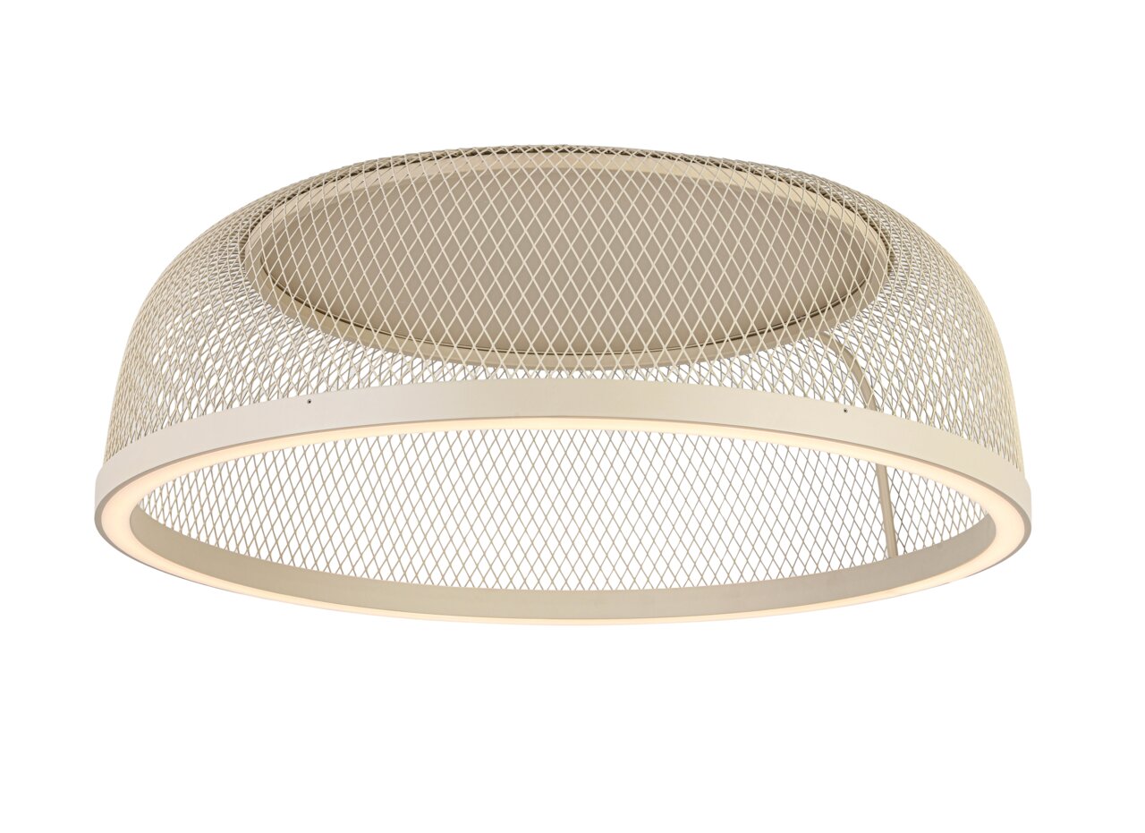 Novel LED-plafondlamp DECKENLEUCHTE Moderne led-plafondlamp met een elegant, rond metalen roosterontwerp, gezien vanaf de zijkant