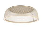 Moderne LED-Deckenleuchte mit einem eleganten, runden Metallgitterdesign, seitliche Perspektive