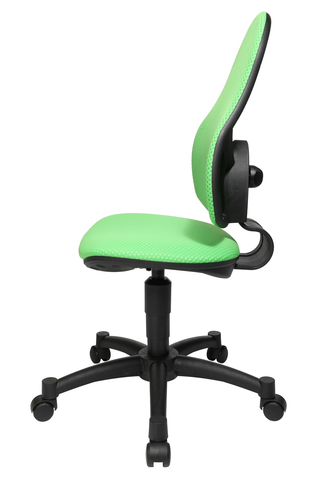 Grüner Drehstuhl mit ergonomischem Design, Seitenansicht