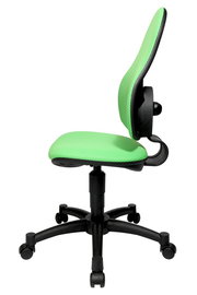 Grüner Drehstuhl mit ergonomischem Design, Seitenansicht