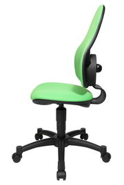 Grüner Drehstuhl mit ergonomischem Design, Seitenansicht