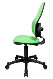 Groene draaistoel met ergonomisch ontwerp, zijaanzicht