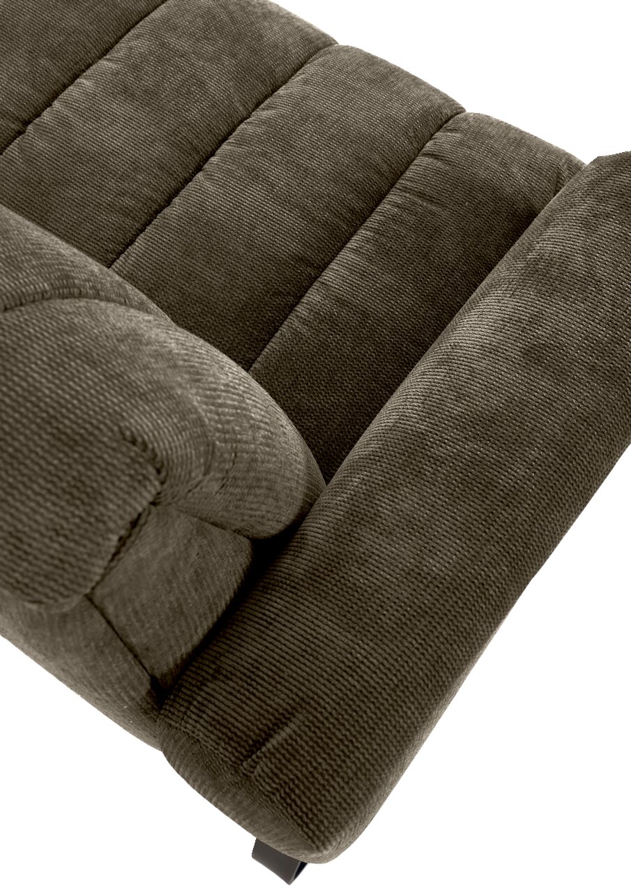 Novel 2,5er-Sitzbank LAILA Nahaufnahme einer 2,5er-Sitzbank aus braunem Stoff, von oben betrachtet.