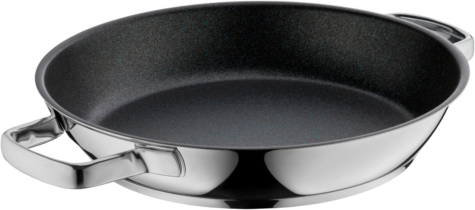 Servierpfanne PermaDur Advanc aus Edelstahl mit Antihaftbeschichtung, seitliche Perspektive