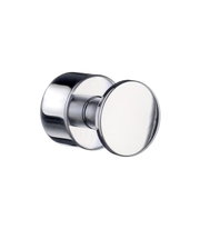Moderner, runder Handtuchhaken aus glänzendem Metall, seitliche Perspektive