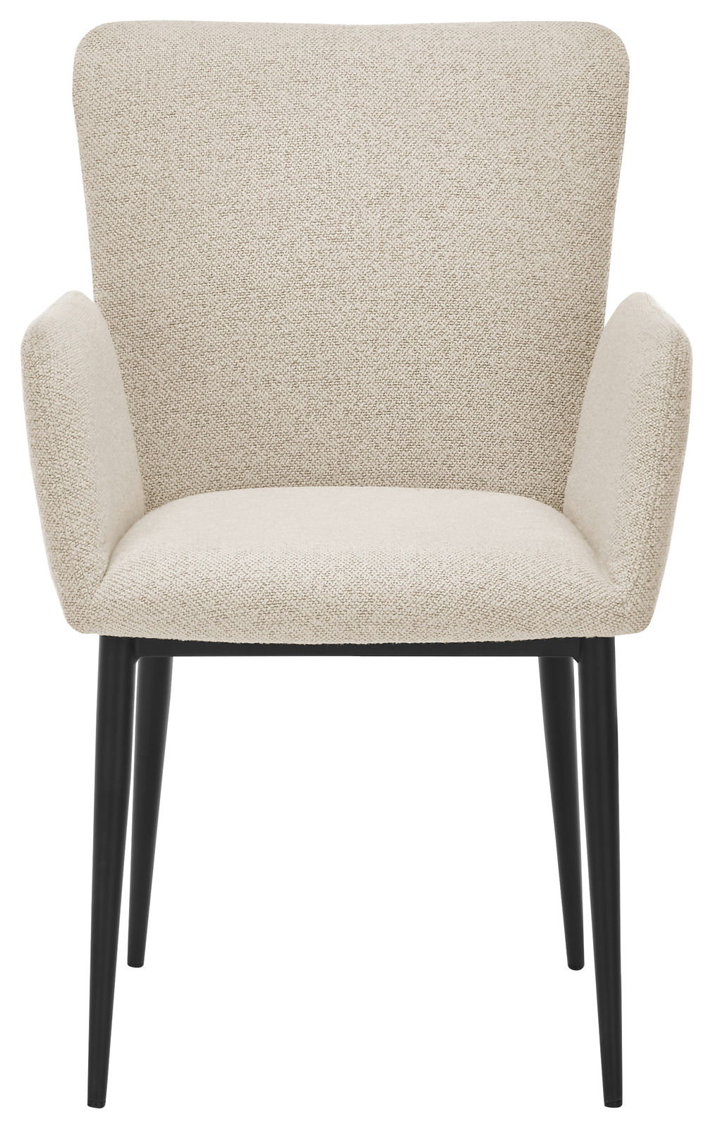 Beiger Armlehnstuhl mit schwarzem Gestell, Frontalansicht