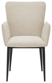 Beiger Armlehnstuhl mit schwarzem Gestell, Frontalansicht