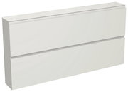 Weiße, moderne Garderobenkommode mit zwei Schubladen, seitliche Perspektive