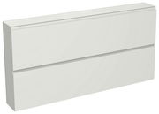 Weiße, moderne Garderobenkommode mit zwei Schubladen, seitliche Perspektive