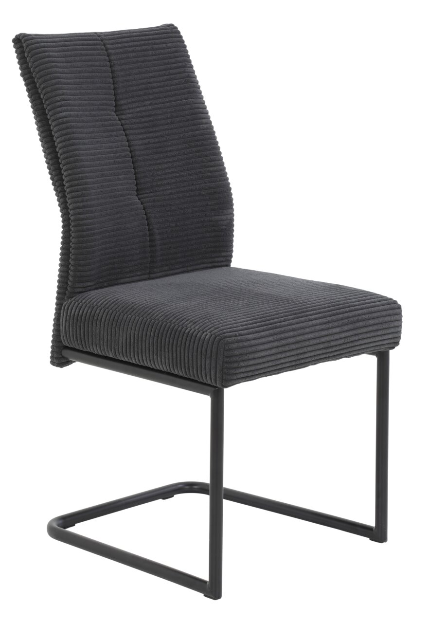 Z2 Schwingstuhl DAGMAR Moderner Schwingstuhl DAGMAR in dunklem Stoffbezug, seitliche Perspektive