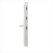 Garderobestang met drie haken, verticaal perspectief, afmetingen: 170 cm hoog en 15 cm breed