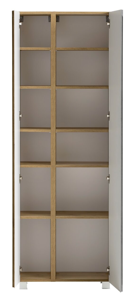 XORA Hochschrank VARESE Offener Hochschrank mit mehreren Regalböden, aus Holz und Metall, Frontalansicht