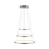 Moderne LED-Hängeleuchte Anelli mit drei leuchtenden Ringen, Ansicht von vorne