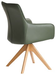 Grüner Armlehnstuhl mit Holzbeinen, Seitenansicht