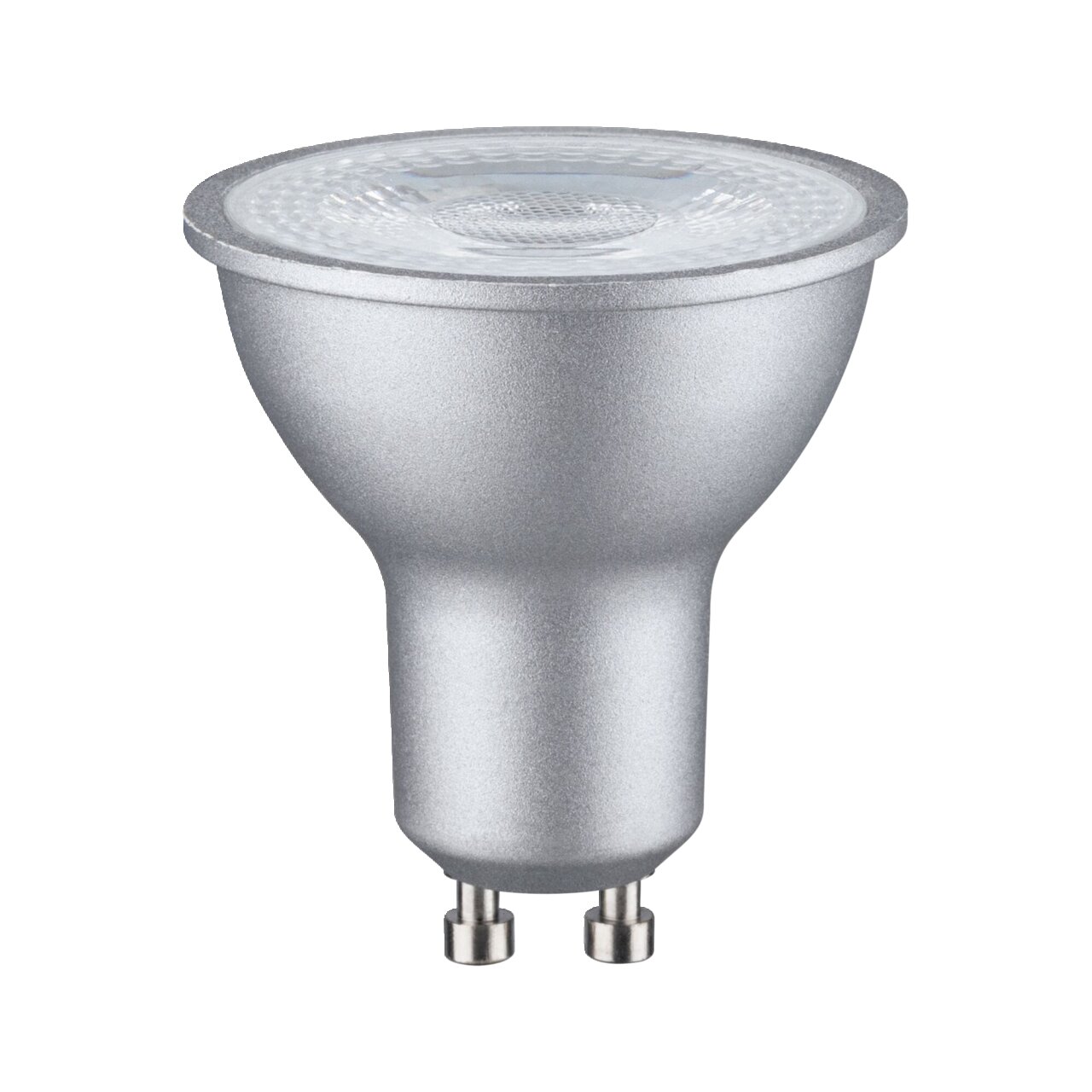Zilverkleurige ledlamp met GU10-fitting, zijaanzicht