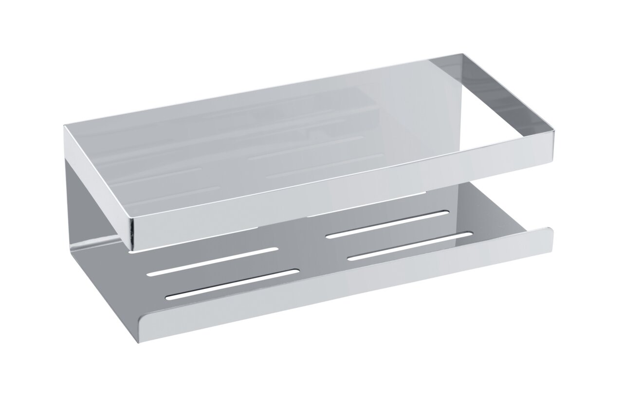 Glänzende Wandablage Meleto aus Metall, seitliche Perspektive