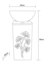 Solarleuchte mit floralem Muster, Seitenansicht, 59 cm hoch und 25 cm breit.