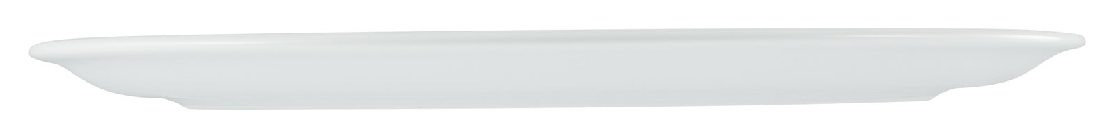 Seitliche Ansicht eines weißen Pizzatellers