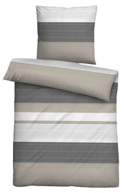 Biberna Bettwäsche 135x200cm in Streifendesign mit Grautönen und Beige, Ansicht von vorne