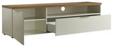 TV-Lowboard mit offenem Schrank und Schublade, Ansicht von vorne links