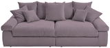 Großes, gemütliches Sofa in grauer Farbe mit mehreren Kissen, Vorderansicht