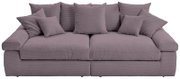 Großes, gemütliches Sofa in grauer Farbe mit mehreren Kissen, Vorderansicht
