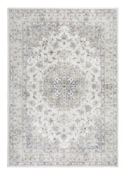 Orientteppich mit floralem Muster in Beige- und Grautönen, Draufsicht