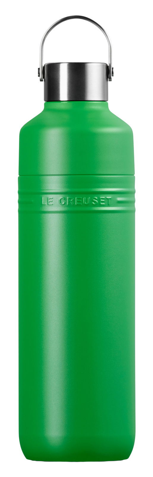 Grüne Trinkflasche 1L Bamboo mit Edelstahlverschluss, Frontalansicht