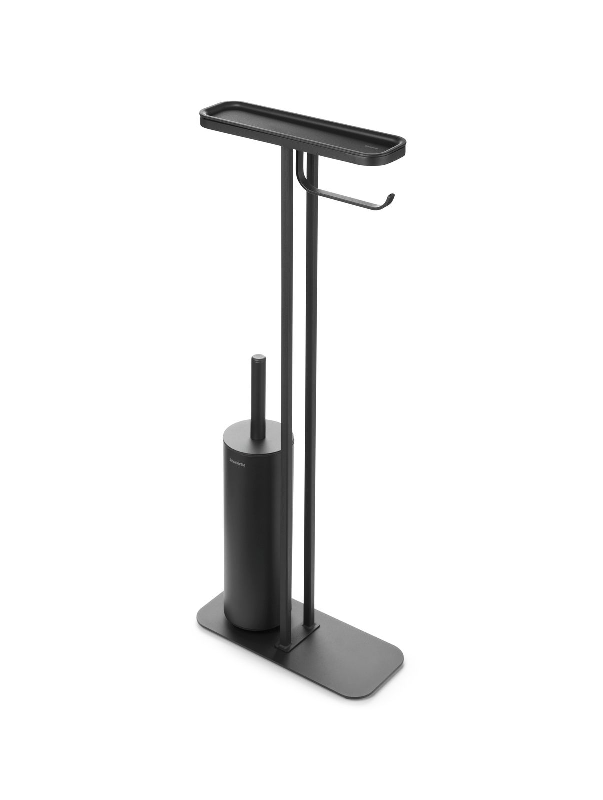 Moderner Toiletten-Butler in schwarzem Design, seitliche Perspektive