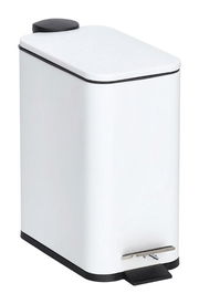 Weißer Treteimer mit 5 Litern Fassungsvermögen und Soft-Close-Funktion, seitliche Perspektive